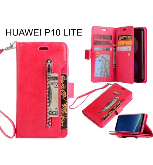 HUAWEI P10 LITE case 10 cardS slots wallet leather case with zip