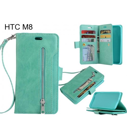 HTC M8 case 10 cardS slots wallet leather case with zip