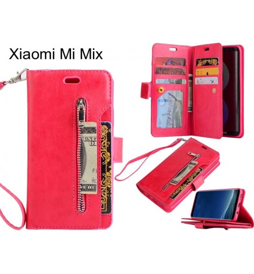 Xiaomi Mi Mix Case 10 Cards Slots Wallet Leather Case With Zip - Red