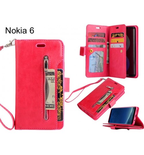 Nokia 6 case 10 cardS slots wallet leather case with zip