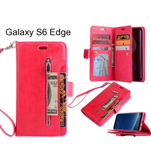 Galaxy S6 Edge case 10 cardS slots wallet leather case with zip