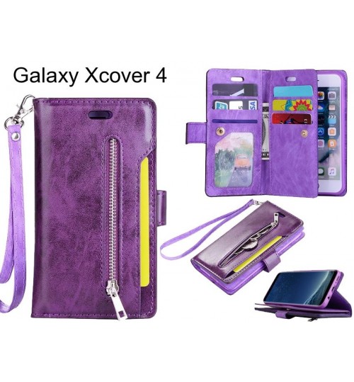 Galaxy Xcover 4 case 10 cardS slots wallet leather case with zip
