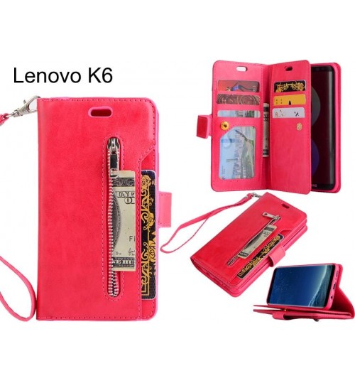 Lenovo K6 case 10 cardS slots wallet leather case with zip