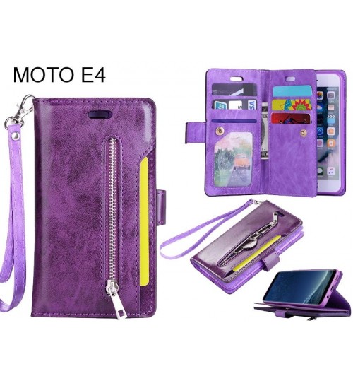 MOTO E4 case 10 cardS slots wallet leather case with zip