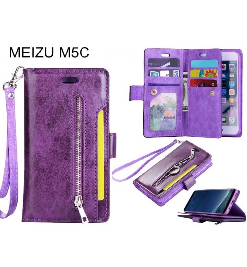 MEIZU M5C case 10 cardS slots wallet leather case with zip