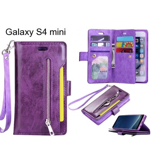 Galaxy S4 mini case 10 cardS slots wallet leather case with zip