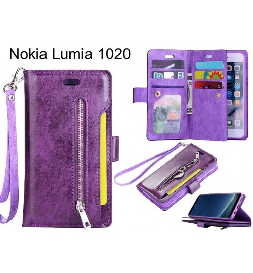 Nokia Lumia 1020 case 10 cardS slots wallet leather case with zip