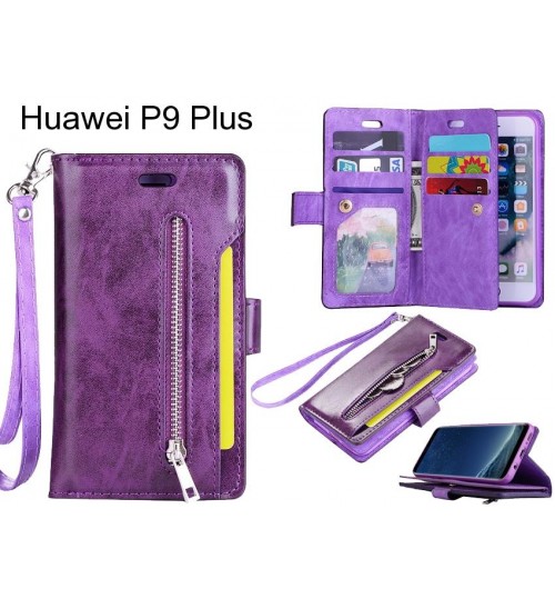 Huawei P9 Plus case 10 cardS slots wallet leather case with zip