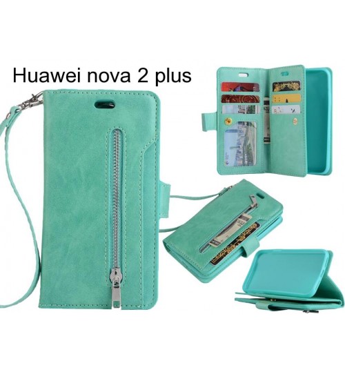 Huawei nova 2 plus case 10 cardS slots wallet leather case with zip