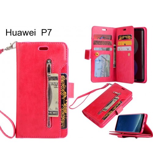Huawei  P7 case 10 cardS slots wallet leather case with zip