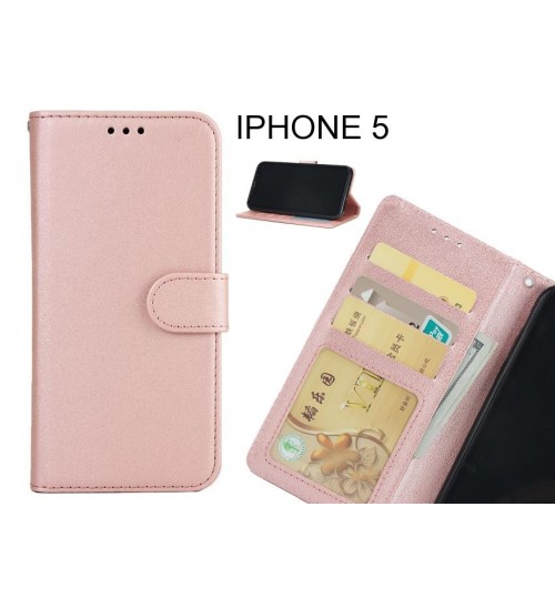 Iphone 5 Case Magnetic Flip Leather Wallet Case - Rose Gold
