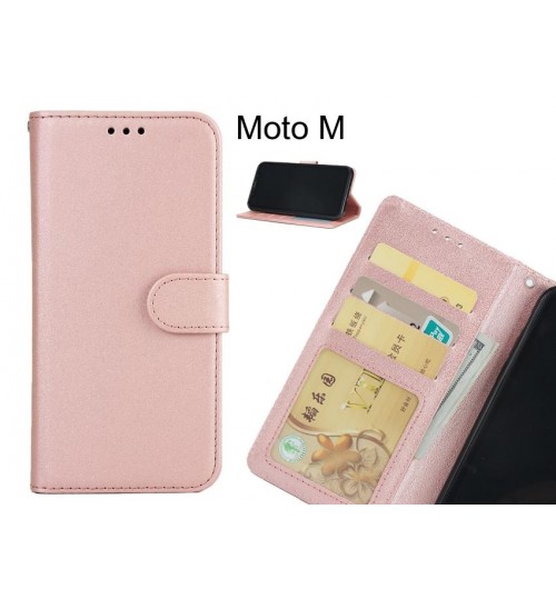 Moto M Case Magnetic Flip Leather Wallet Case - Rose Gold