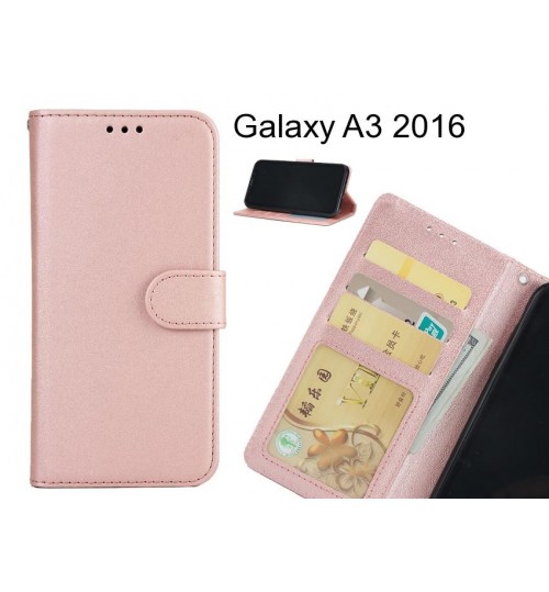 Galaxy A3 2016 Case Magnetic Flip Leather Wallet Case - Rose Gold
