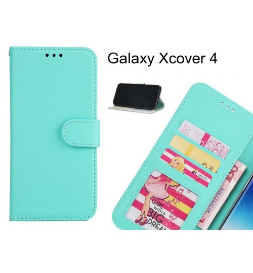 Galaxy Xcover 4 Case Magnetic Flip Leather Wallet Case - Green