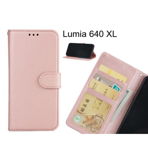 Lumia 640 Xl Case Magnetic Flip Leather Wallet Case - Rose Gold