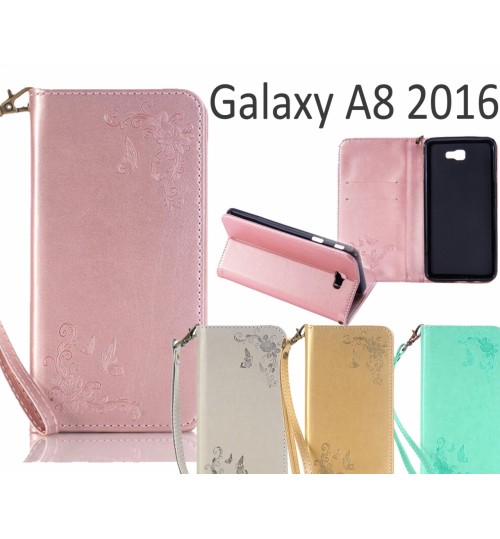 Galaxy A8 2016 Premium Leather Embossing wallet Folio case