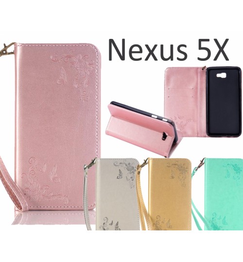 Nexus 5X Premium Leather Embossing wallet Folio case