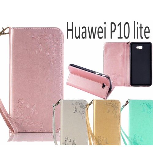 Huawei P10 lite Premium Leather Embossing wallet Folio case
