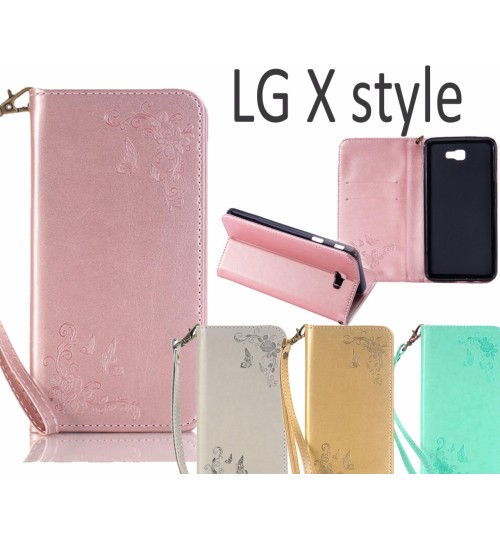 LG X style Premium Leather Embossing wallet Folio case