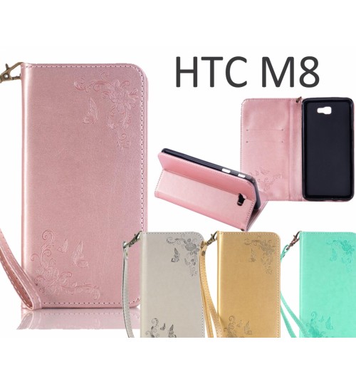 HTC M8 Premium Leather Embossing wallet Folio case