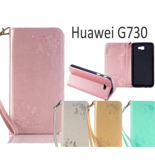 Huawei G730 Premium Leather Embossing wallet Folio case
