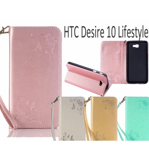 HTC Desire 10 Lifestyle Premium Leather Embossing wallet Folio case