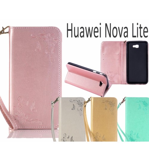 Huawei Nova Lite Premium Leather Embossing wallet Folio case