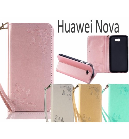 Huawei Nova Premium Leather Embossing wallet Folio case