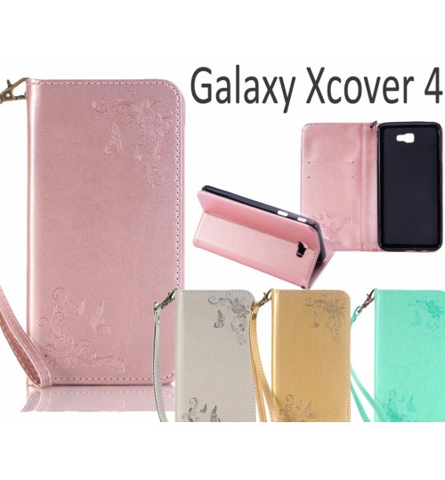 Galaxy Xcover 4 Premium Leather Embossing wallet Folio case