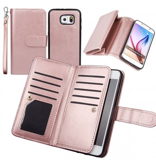 Galaxy S6 double wallet leather case detachable