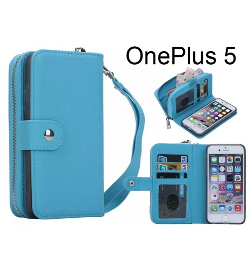 Oneplus 5 Case Coin Wallet Case Full Wallet Leather Case - Sky Blue