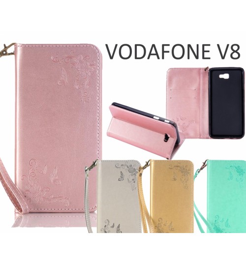 Vodafone V8 CASE Premium Leather Embossing wallet Folio case