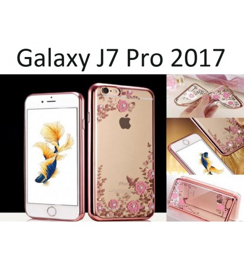 Samsung Galaxy J7 PRO 2017 soft gel tpu case luxury bling shiny floral case