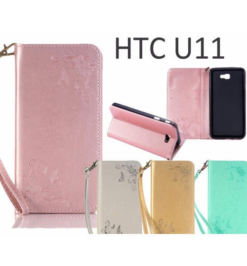 HTC U11  CASE Premium Leather Embossing wallet Folio case