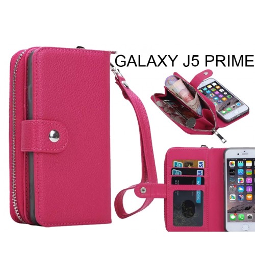 Galaxy J5 Prime Case Coin Wallet Case Full Wallet Leather Case - Hot Pink