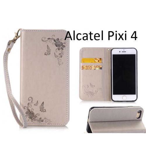 Alcatel Pixi 4 5.0 inch case Premium Leather Embossing wallet Folio case