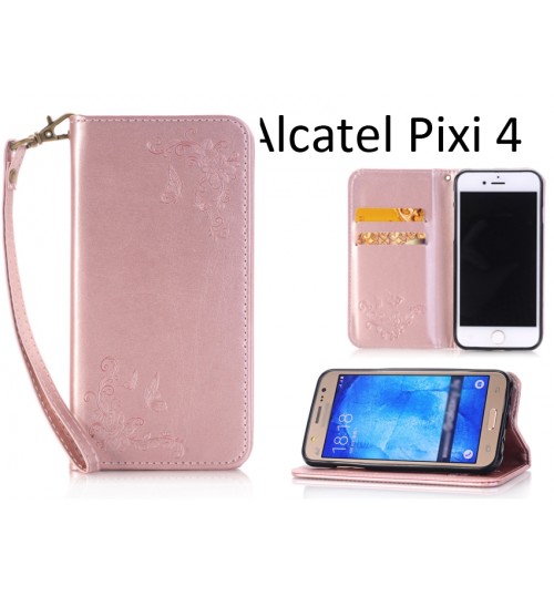 Alcatel Pixi 4 5.0 inch case Premium Leather Embossing wallet Folio case