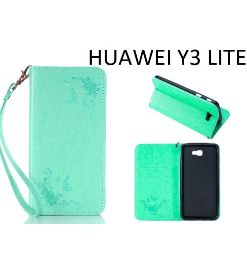 Huawei Y3 lite Premium Leather Embossing wallet Folio case