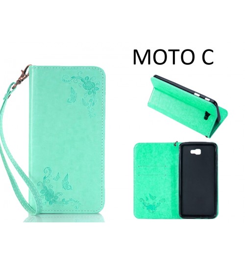 MOTO C Premium Leather Embossing wallet Folio case