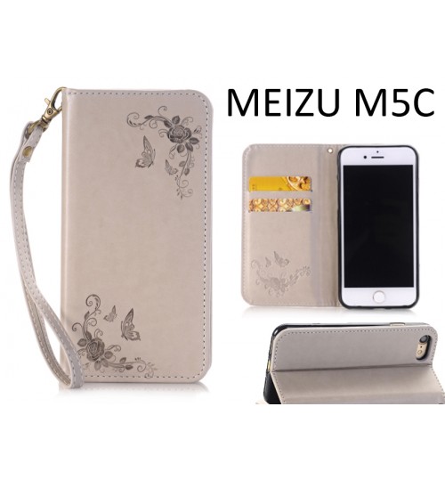 MEIZU M5C case Premium Leather Embossing wallet Folio case
