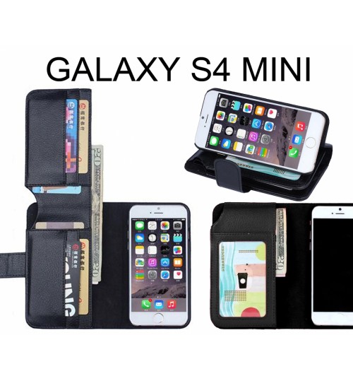 Galaxy S4 Mini Case Leather Wallet Case Cover - Black