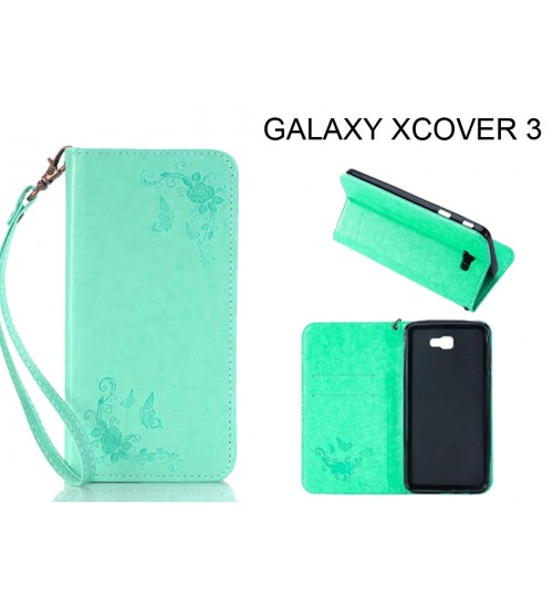 Galaxy Xcover 3 case Premium Leather Embossing wallet Folio case