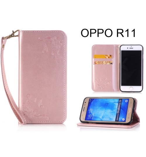 Oppo R11 CASE Premium Leather Embossing wallet Folio case