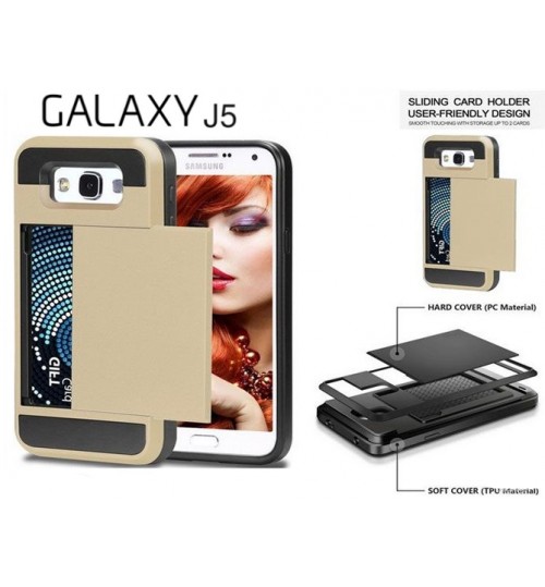 Galaxy J5 impact proof hybrid case card holder