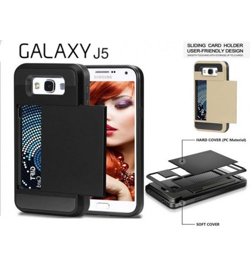Galaxy J5 impact proof hybrid case card holder