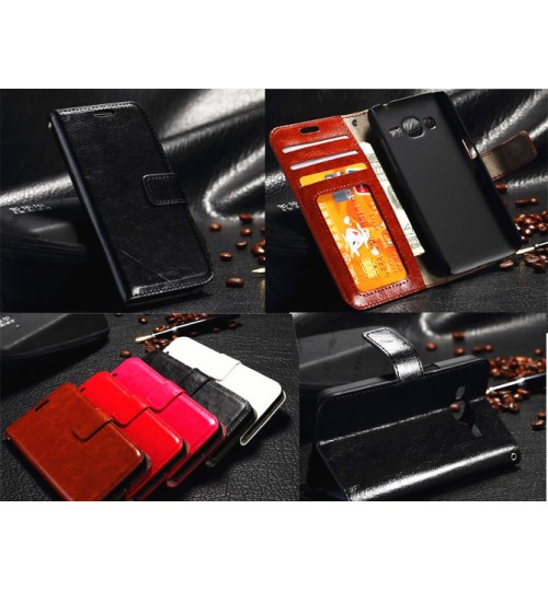 Galaxy Core Prime Fine Leather Wallet Case+combo - Red