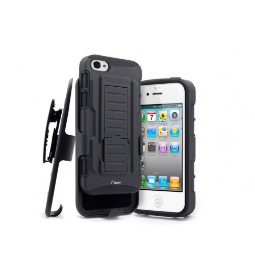 iPhone 4 4s Hybrid armor Case+Belt Clip Holster