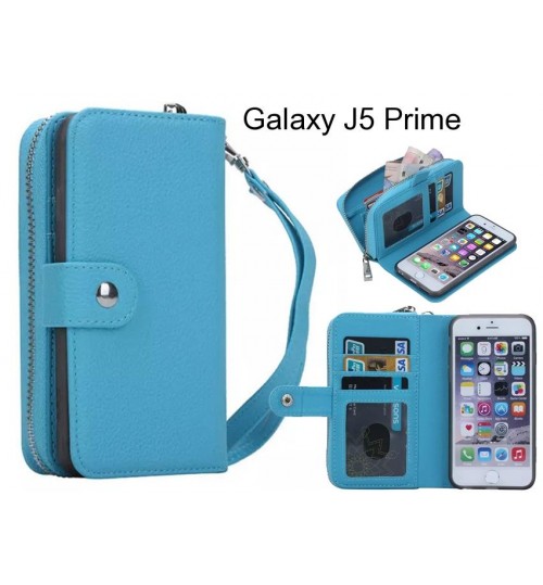 Galaxy J5 Prime  Case Coin Wallet Case Full Wallet Leather Case - Sky Blue