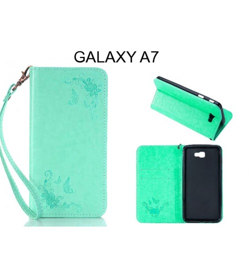 GALAXY A7  CASE Premium Leather Embossing wallet Folio case