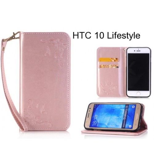 HTC 10 Lifestyle  CASE Premium Leather Embossing wallet Folio case